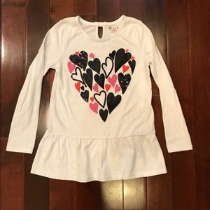 Children's Place Heart Sequin Tunic Ruffle Top